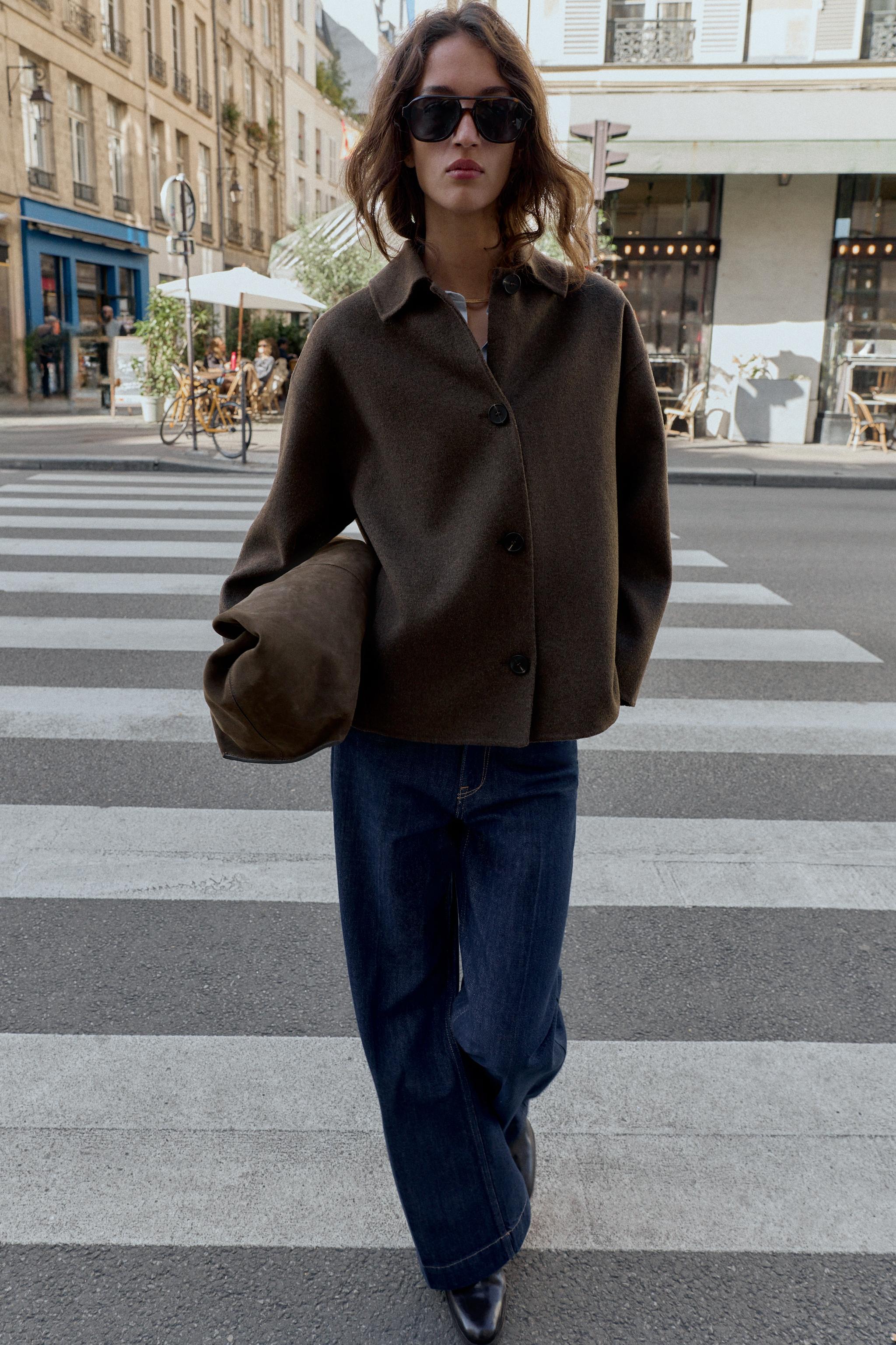 WOOL COAT WITH FAUX FUR COLLAR